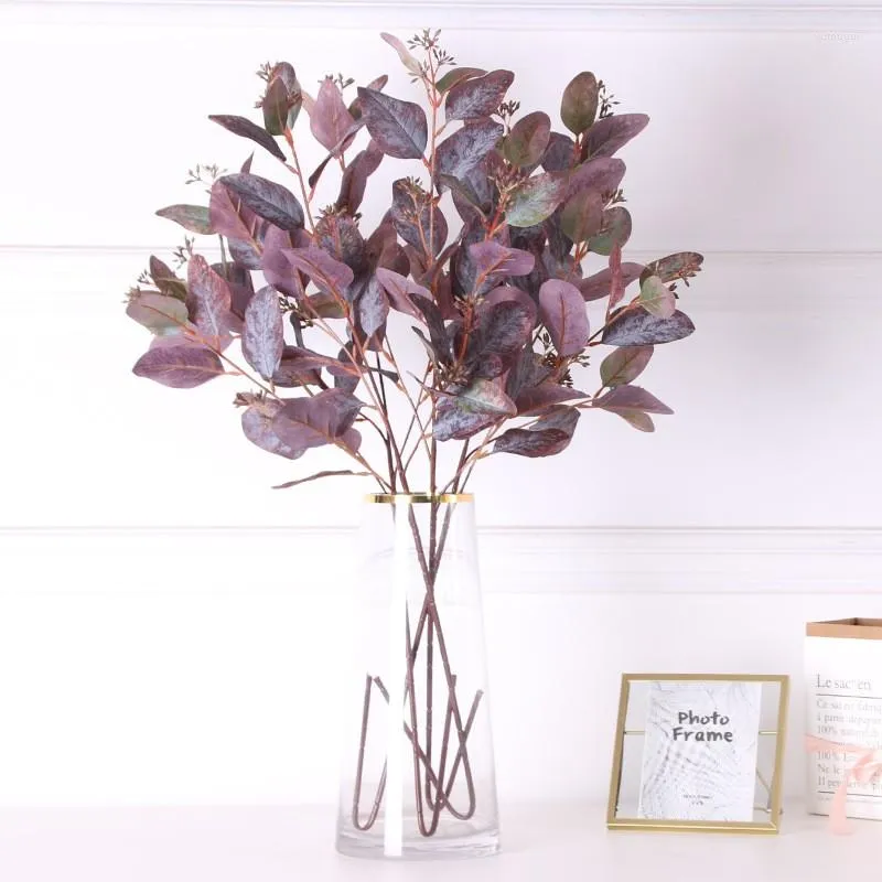 Dekorative Blumen getrocknete Boxholzzweige Blätter Dekoration für Hochzeitsurlaub Oval Lyptus Künstliche Euca Wohneinzug Seide