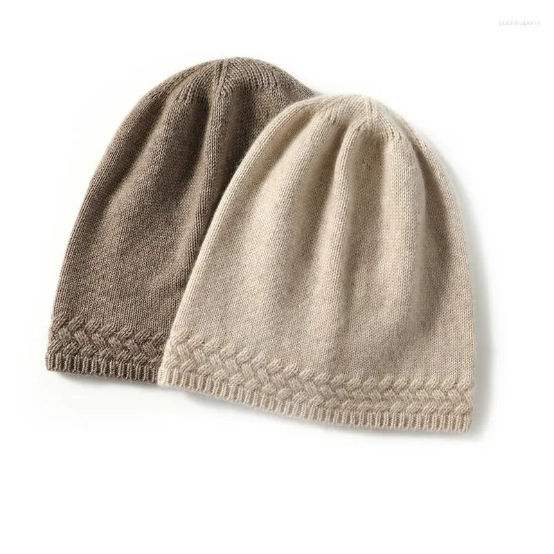 Boinas chapéus de inverno para unissex malha sólida caxemira hap