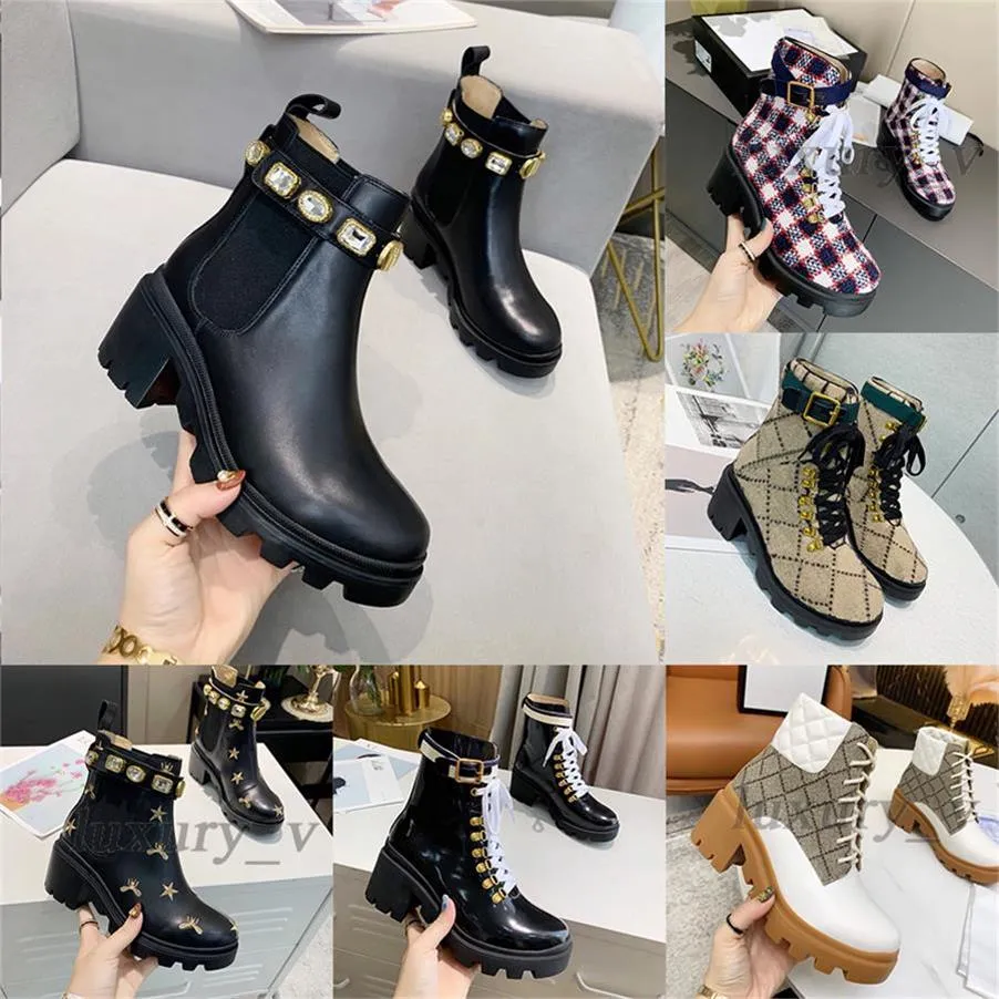 Botas desertas de grife de salto alto Boots de tornozelo feminino botas de couro impressão vintage jacquard plataforma têxtil botas planas booties