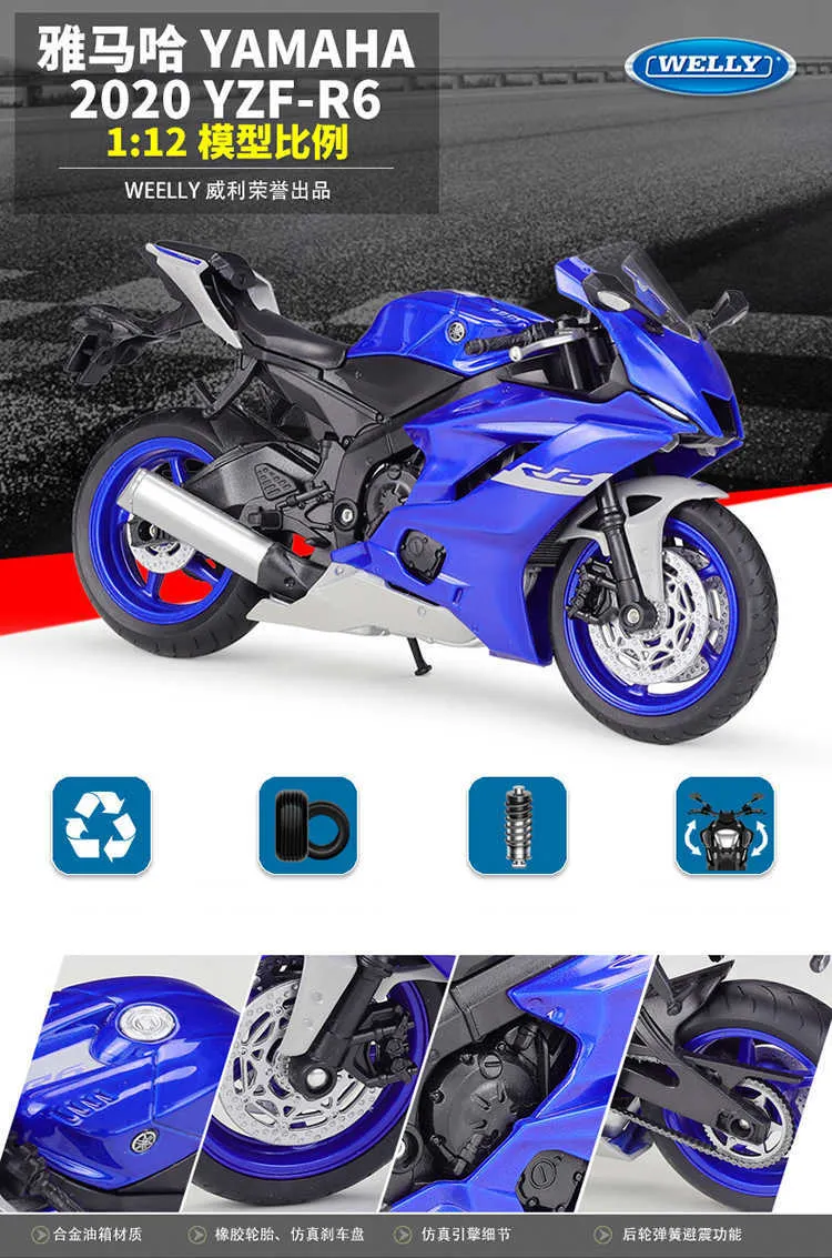 WELLY 1 12 Yamaha YZF R6 Die Cast Alloy Toy Motorbike Motorcycle