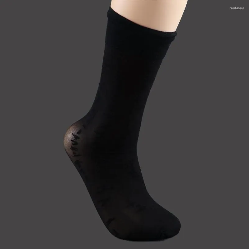 Женские носки прозрачные дышащие в корейском стиле готическая буква печать японская чуловка с высоким коленом Нейлоновые шелковые чулки
