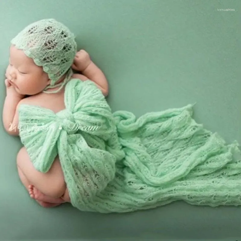 Clothing Sets Born Pography Hollowed Out Crochet Hat Wrapping Cloth Full Moon Baby Portrait