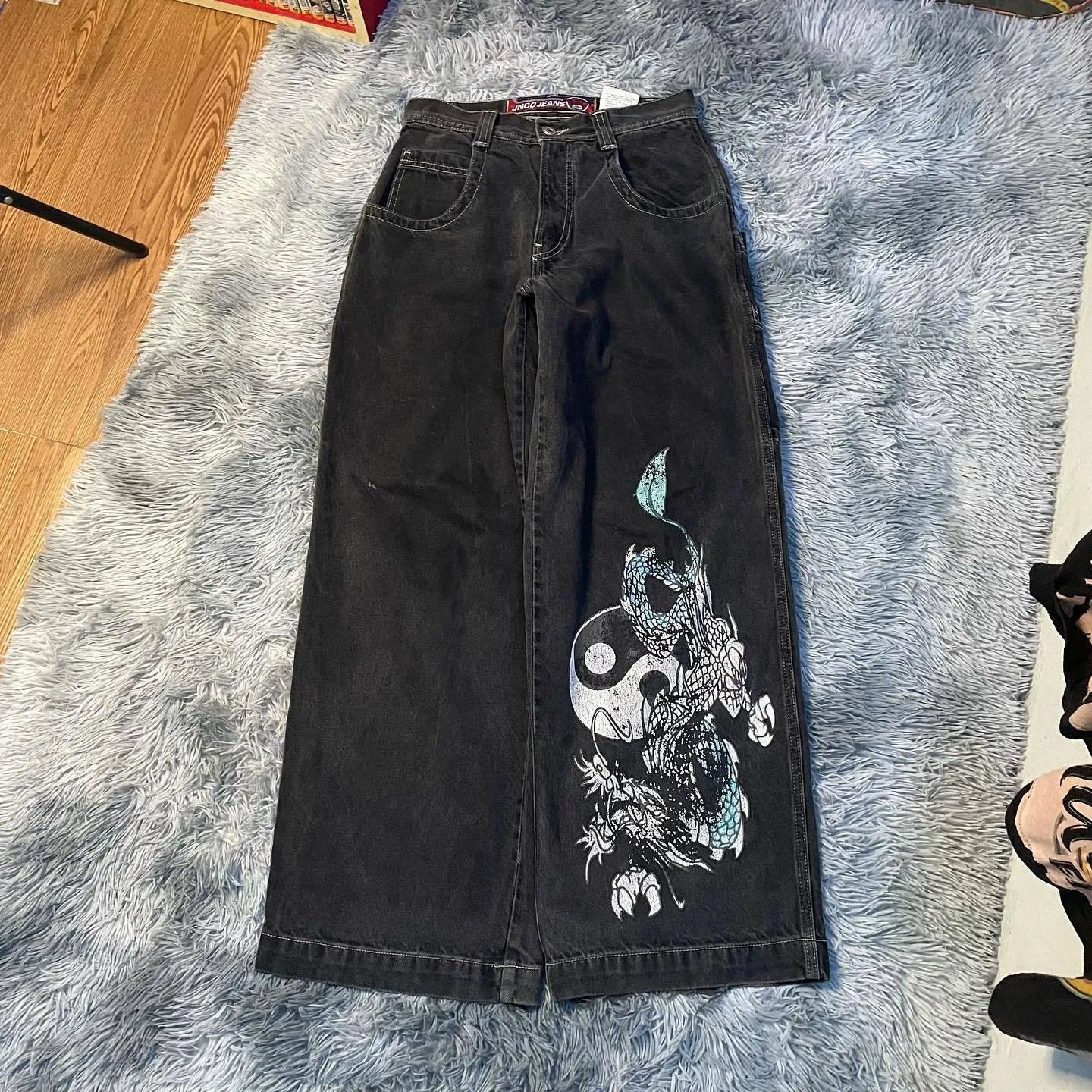 JNCO Y2K Cobra Graphic Print Mens And Womens Black Witchery JNCO Y2K Cobra Graphic Print Mens And Womens Black Witchery