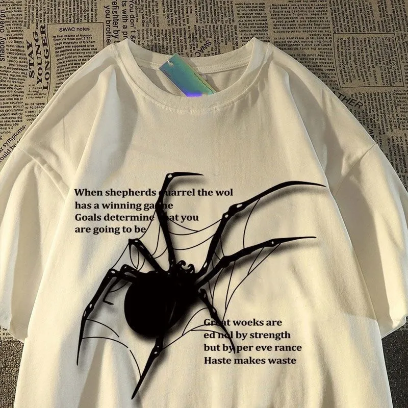 Wholesale Y2K Mens Spider Graphic Acubi Harajuku Streetwear