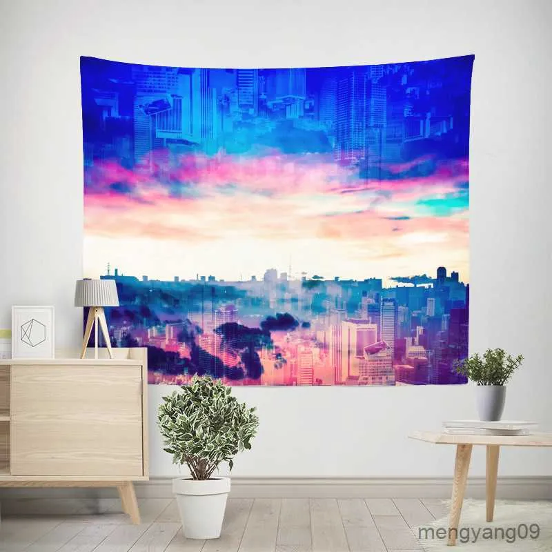 Wandteppiche Pink Sky Wandteppich Dekor Tapestry Netter Himmel Pink Himmel Wolkenluft Kulisse Helle Tag Wand Hanging Wandteppich für Raum R230816