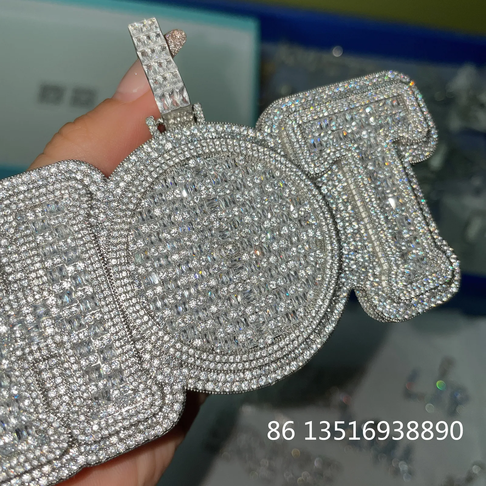 Customized Heavy Rock Rapper gold necklace with Big Baguette Customized Heavy Rock Rapper gold necklace with Big Baguette