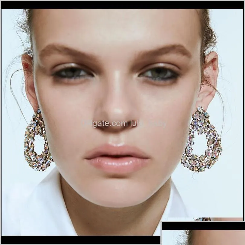 Stud bardzo błyszczący projektant mody Wyolbrzymiony kolczyki kryształowej kryształowej kryształowej kolory dla kobiet dziewczęta ndsit fpx9b Drop dhuhi