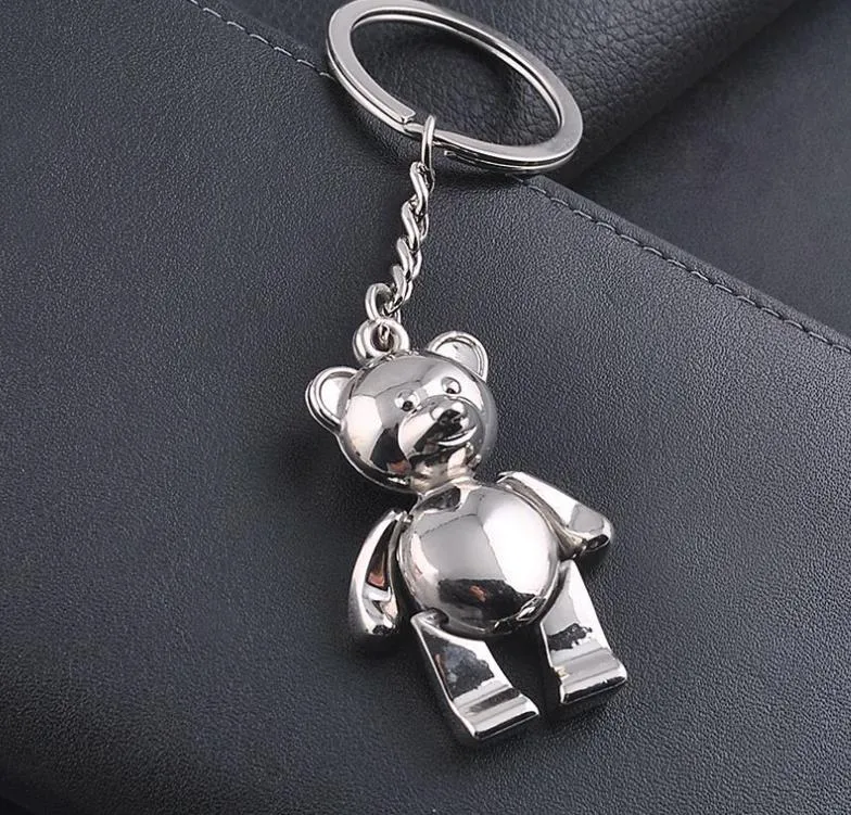 Metal Bear Keychains Alloy Animal Teddy Nyckelkedja för tjej Key Rings Kvinnor Handväska Charm Tillbehör