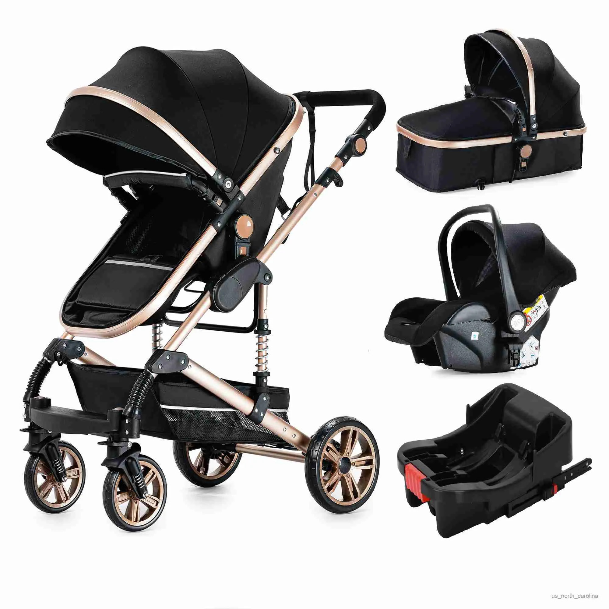 Strollers# Luxury Baby Stroller 3 in 1 Portable Travel Baby Carriage Foldable Stroller Car Safety Seats For Child With Car Base R230817