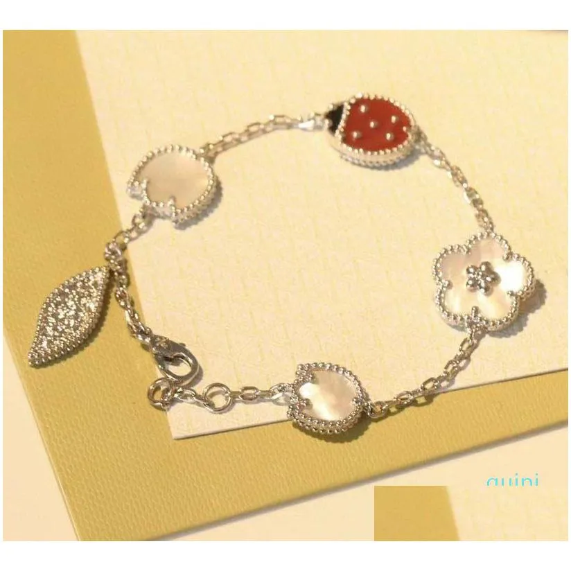 bracelets designer 2021 series ladybug fashion clover charm bracelets bangle chain high quality s925 sterling silver 18k rose gold for women girls