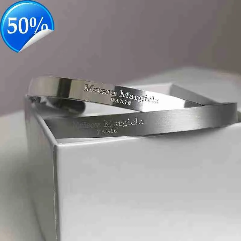 Charm Bracelets PyC Margiela Style titanium steel frosted reverse couple MM6 open simple Braceletes