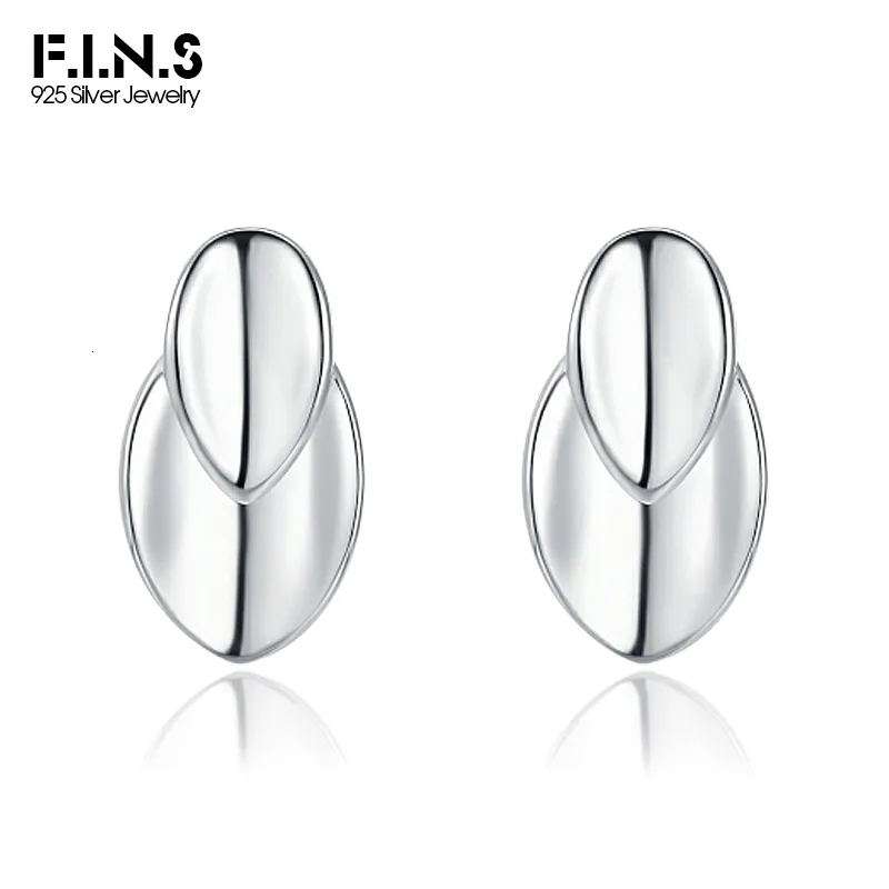 Charm Fels S925 Sterling Silver Leaf oorbellen Koreaanse mode Glossy concave Piercing Ear Studs Pendientes Plata 925 Antiallergy 230817