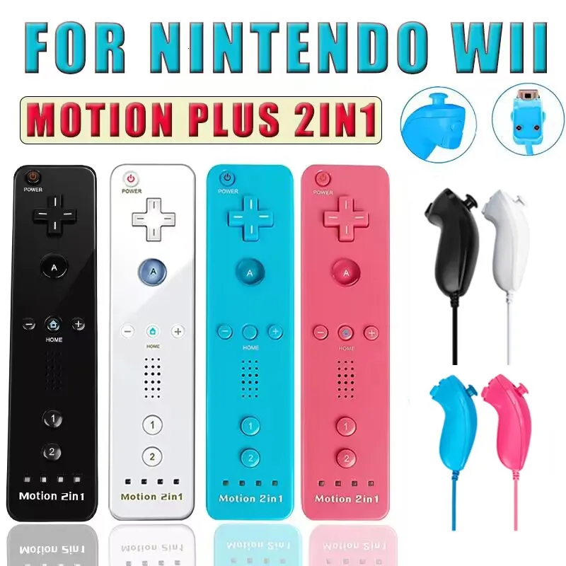 Game Controllers Joysticks For Nintendo WiiWii U Joystick 2 in 1 Wireless Remote Gamepad Controller Set Optional Motion Plus with Silicone Case Video Game 230817