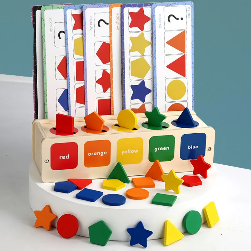 Sport Toys Montessori Träklassificeringsform Färg Kognitiv matchning Lärarhjälp Lagring Box Handeye Coordination 230816