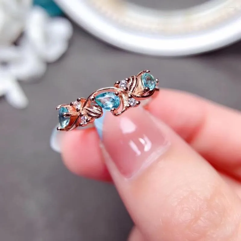 Cluster ringen meibapj natuurlijke apatiet edelsteen mode licht blauw stenen waterdruppel voor vrouwen echt 925 sterling zilveren charme fijn