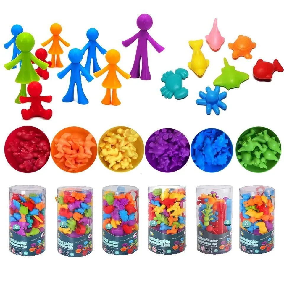 Sports Toys Kid Rainbow Matching Game Animal Cognition Color Sort Fine Motor Training Montessori Sensory Education Puzzle Toy Gif 230816