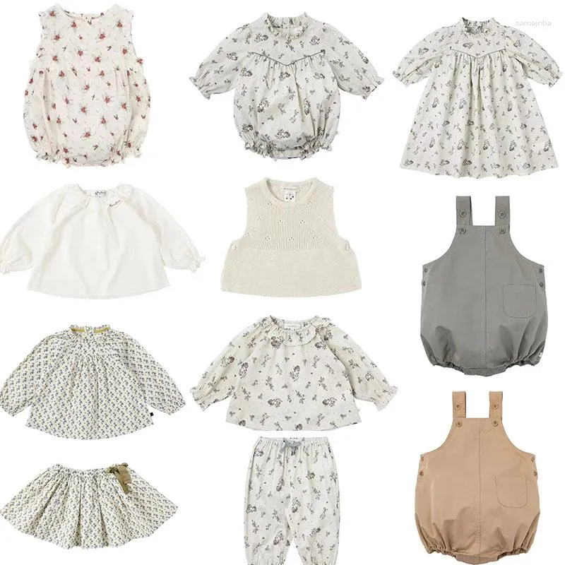 Kläder sätter barn kläder bene varumärke sommar baby romper flickor klänning söta skjortor kjol mode blomma långärmad toppar barn outwear