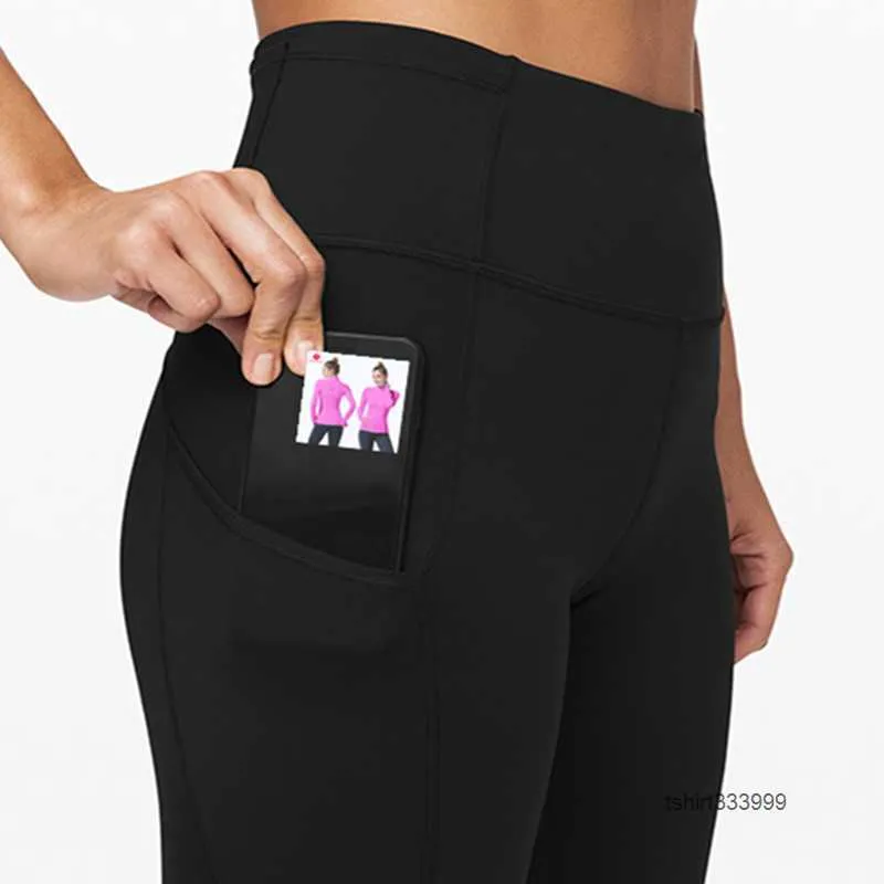 Le donne allineano leggings da yoga nuda sentendo pantaloni sportivi in ​​vita alta donna allenamento traspirante per guarnire pantaloni da palestra Lu Slemens Lu Ssoz5a