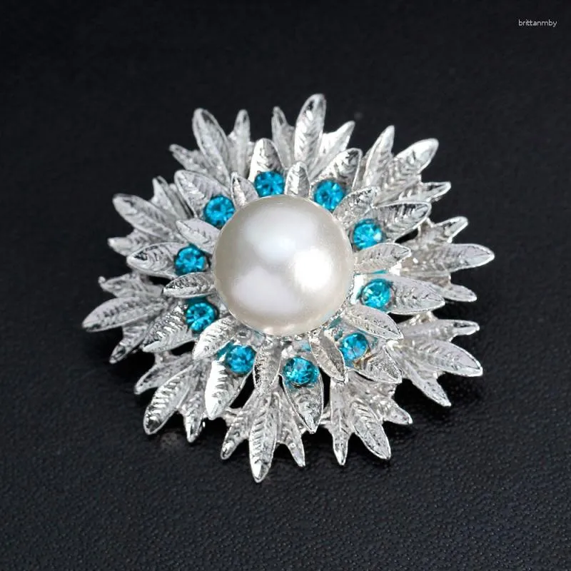 Brosches pärla blomma brosch stift kvinnor sliver färg växt elegant badge smycken mode bröllop fest broch gåvor