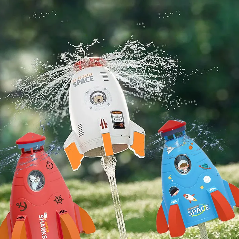 Sand Play Water Fun Rocket er Outdoor Swim Pool Bath Toys Pressure Lift Sprinkler In Garden Lawn Spray For Kids Gifts 230816