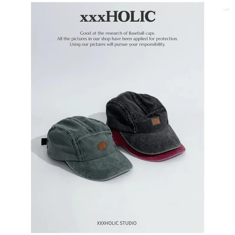 Ball Caps Duck Cap Japanese And Korean Version Of Street Leather Label Retro Soft Top Five Leaf Hat All Baseball Washed