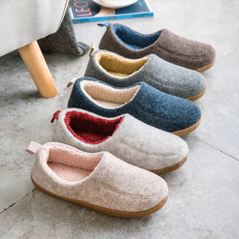 Zimowe buty domowe dla mężczyzn i kobiet w domu drewniana drewniana podłoga przeciwpoślizgowa pluszowe ciepłe bawełniane kapcie mokasyny