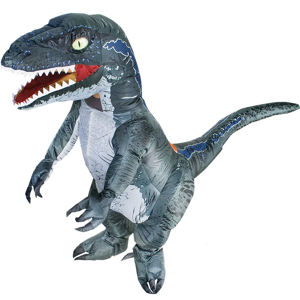 Andra evenemangsfestleveranser T-Rex Velociraptor Uppblåsbar dinosaurdräkt Anime Purim Halloween Party Cosplay Costumes For Man Woman Fancy Dress Suit 230816