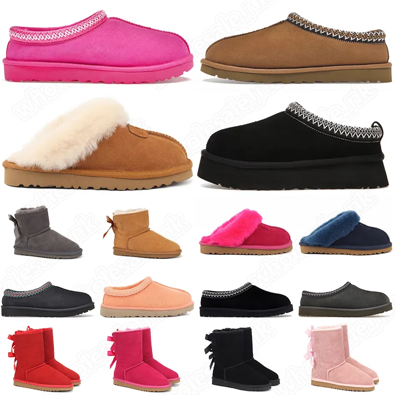 ugg tazz boots uggs tasman slippers designer women lady boots suede chestnut fur sides ultra platform booties luxury slip-on shoes upper comfort slipper 【code ：L】