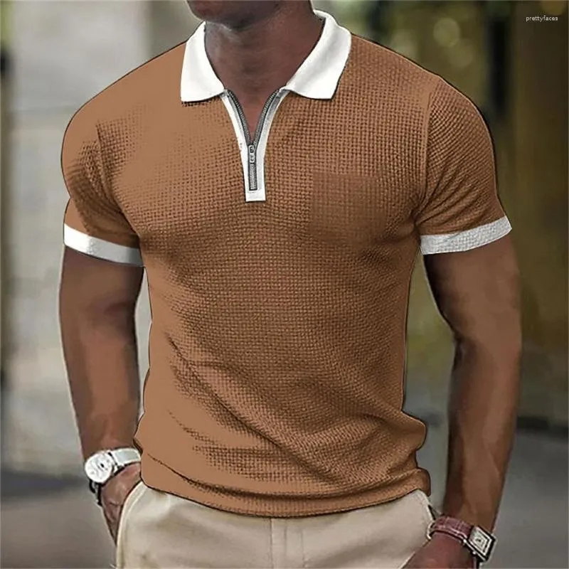 Mens Polos Casual Rags Striped Street Polo Shirt Blouse Men T