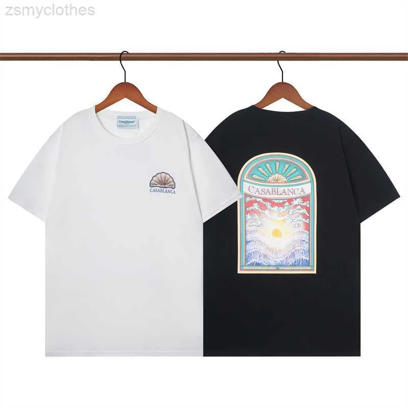 メンズTシャツ良質のカサブランカファヒオンTシャツメンズシェルプリントカサブランカ女性半袖ビンテージティーTシャツメンズ服