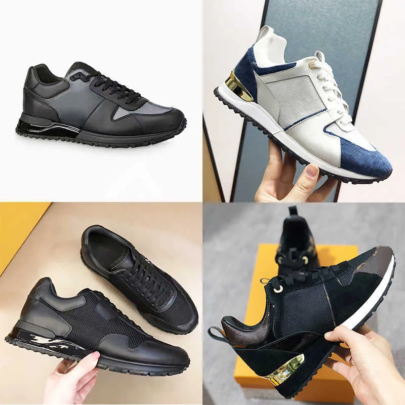 Designer Mannen Run Away Sneakers Top Kwaliteit Vrouwen Casual Outdoor Schoenen Kalfsleer Mesh Trainer Runner Schoen Unisex Tennisschoenen met Doos NO12