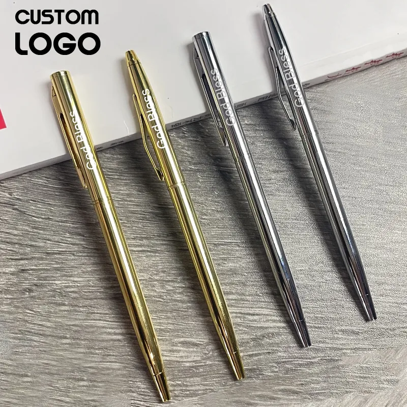 Ballpoint Pens Metal Ballpoint Pen Rose Gold Pen Custom Advertising Ballpoint Pen Lettering Engraved Name School Office Supplies 230816