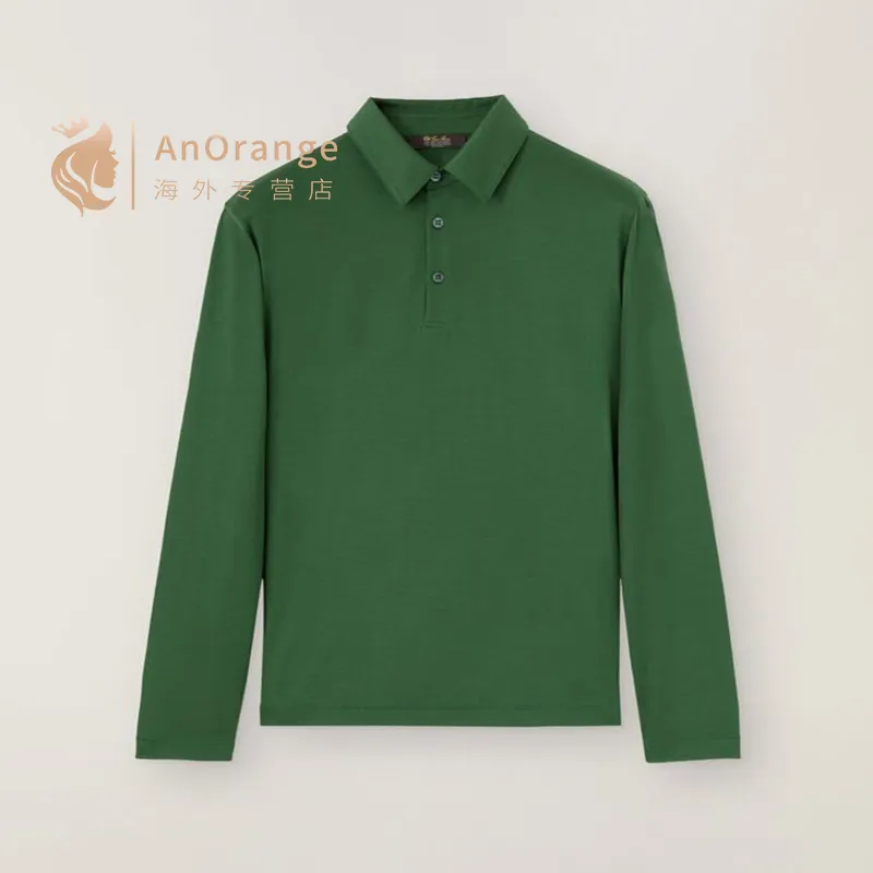 Heren Polos Spring en herfst Ronde Nek Slim Business Casual revershemd Zwart bruin groen wit