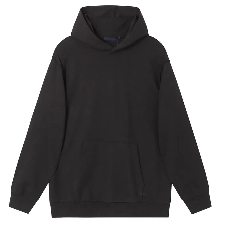 Modedesign Men hoodie blå, vit och svart klassisk trefärgad hoodie 450g omvättade bomullsaxlar lyx allt-i-ett löst passande par hoodie