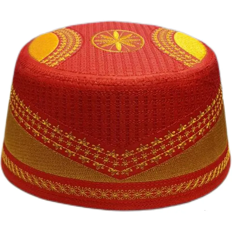 Beanie/Skull Caps Muslim Men Ship Hat Free Elliptic Malaysian Embroidered Boat Cap Indonesia Prayer Kufi Islam Hijab style Wedding 230817