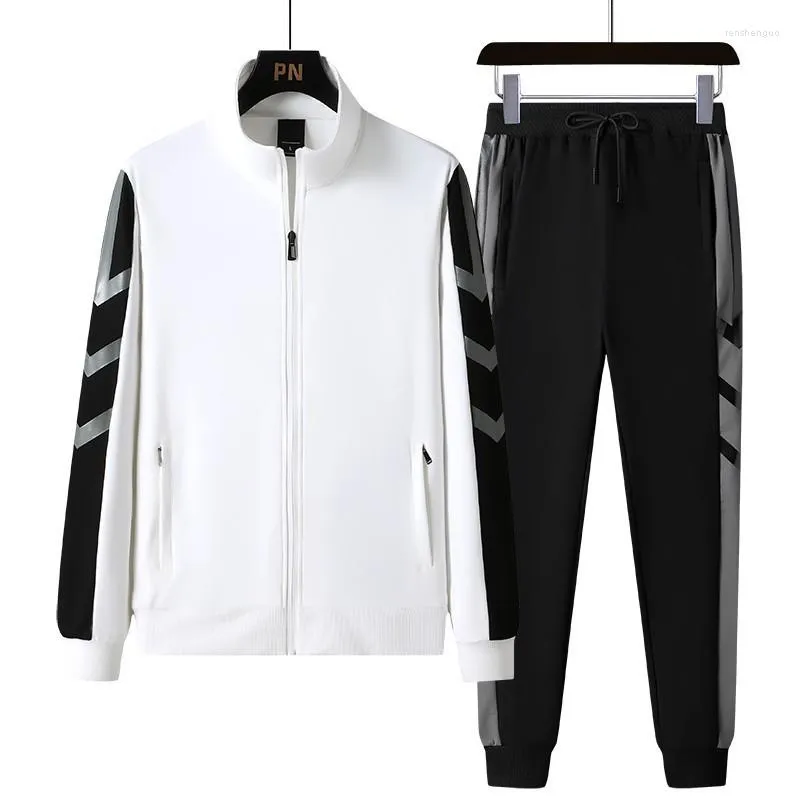 Herren -Trailsuiten 2023 Tracksuit Stand Kragenjacke Hose Zwei Peice -Sets Fashion Patchwork Anzug Sport Hip Hop Herren Kleidung