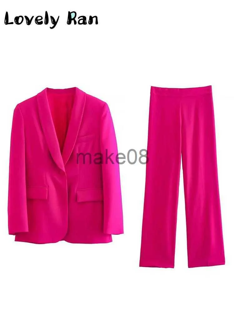 Women's Two Piece Pants Pants Sets Women 2023 Fashion Office Lady Vneck Chic Blazer Twopiece Sets Straight Leisure Pant Youth 2piece Suit Outfits J230816