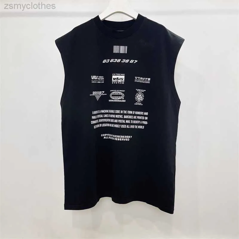 Camisetas masculinas de boa qualidade Vetements Moda com camiseta sem mangas homens 1 1 Casual Black VTM Mulheres Tees camiseta