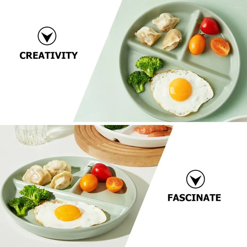 Dingel Ensemble Trois Compartiments Dassiette De Service Enfants Divisés  Diviseurs Adultes Assiettes Réutilisables De Table En Céramique Aldult  Séparée Du 17,02 €