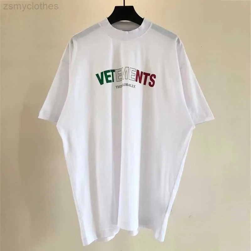 Herren-T-Shirts Hochwertige Vetements Mode T-Shirt Männer 1 1 Multicolon Italien Flagge Frauen T-Shirt Vetements Übergroße Tops Männer Kleidung