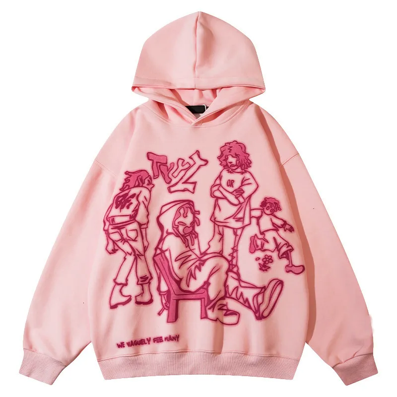 Pink Y2K Cartoon Graphic Hoodie for Women 