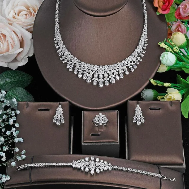 Ketting oorbellen set 2023 product groothandel kubieke zirconia bruid sieraden mode dubai dames bruiloftsfeest luxe