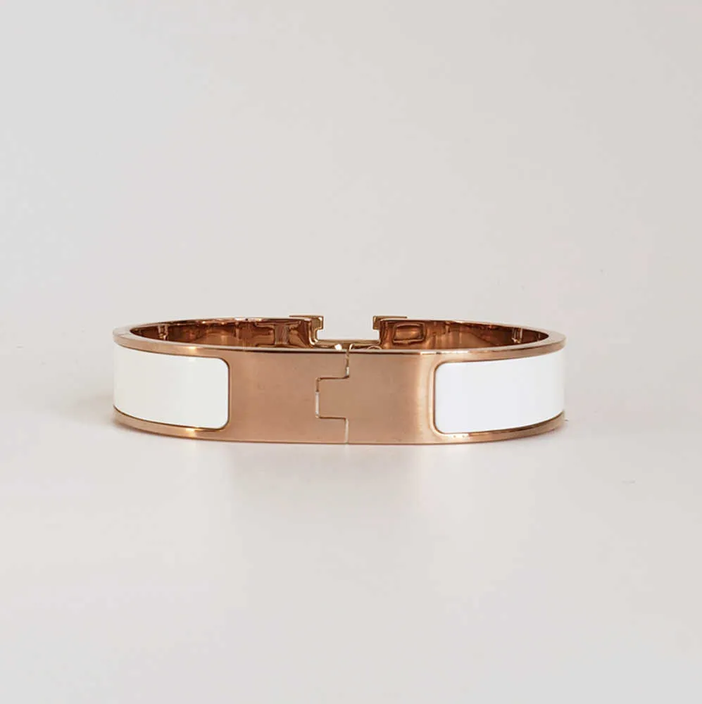 Klassieke Designer Bracelet Steel Bangle Luxuremerk 18K Rose Gold Women 12mm breed met cadeauzakje