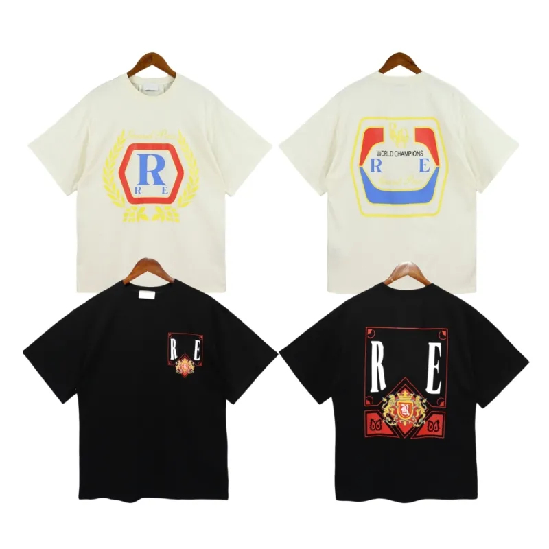 RHUDE MENS TシャツデザイナービーチスタイルRHUDE MENS SUMMEN SUMMENS TSHIRT SUMMER FASHION TSHIRT RHUDE COTTON PRINT STREET STREET LETTER半袖A2