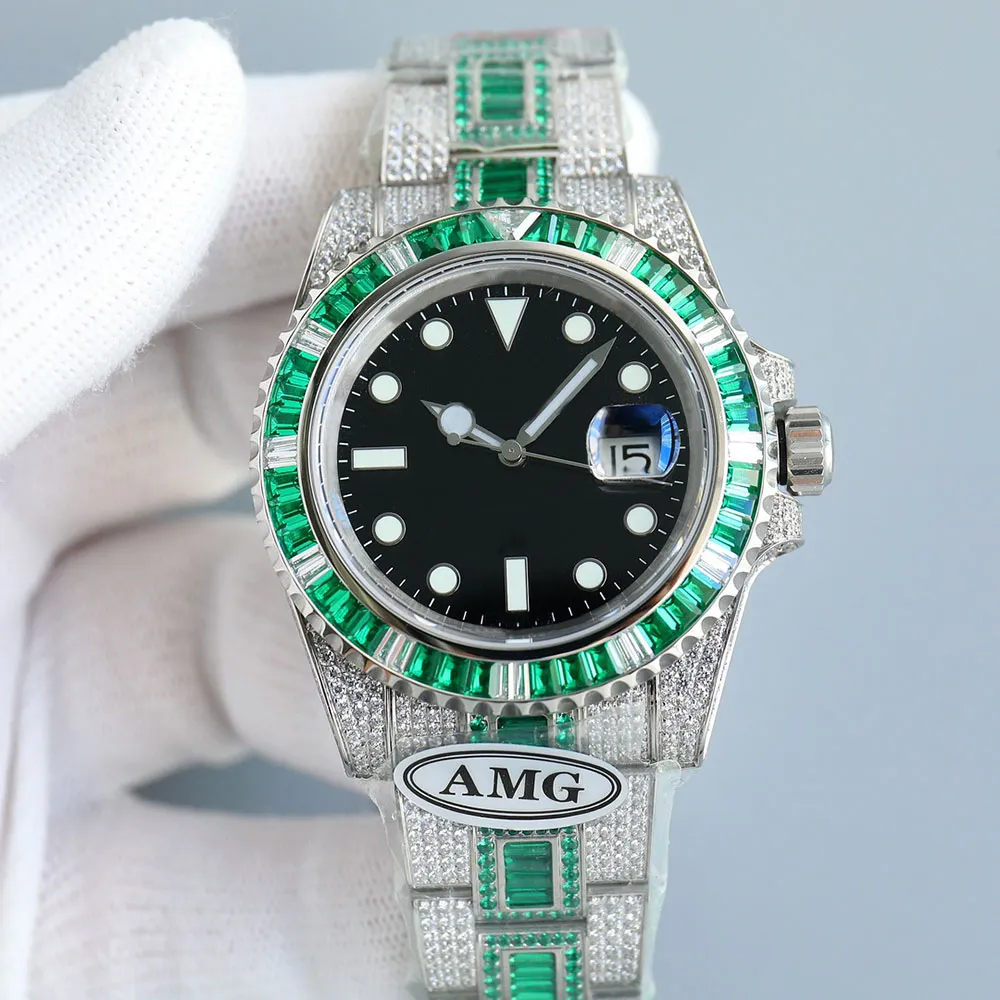 Алмазные мужские часы Automatic Mechanical 3135 Движение часов 40-миллиметровые сапфировые светистые с алмазными стальными браслетными браслетами Lady De Luxe