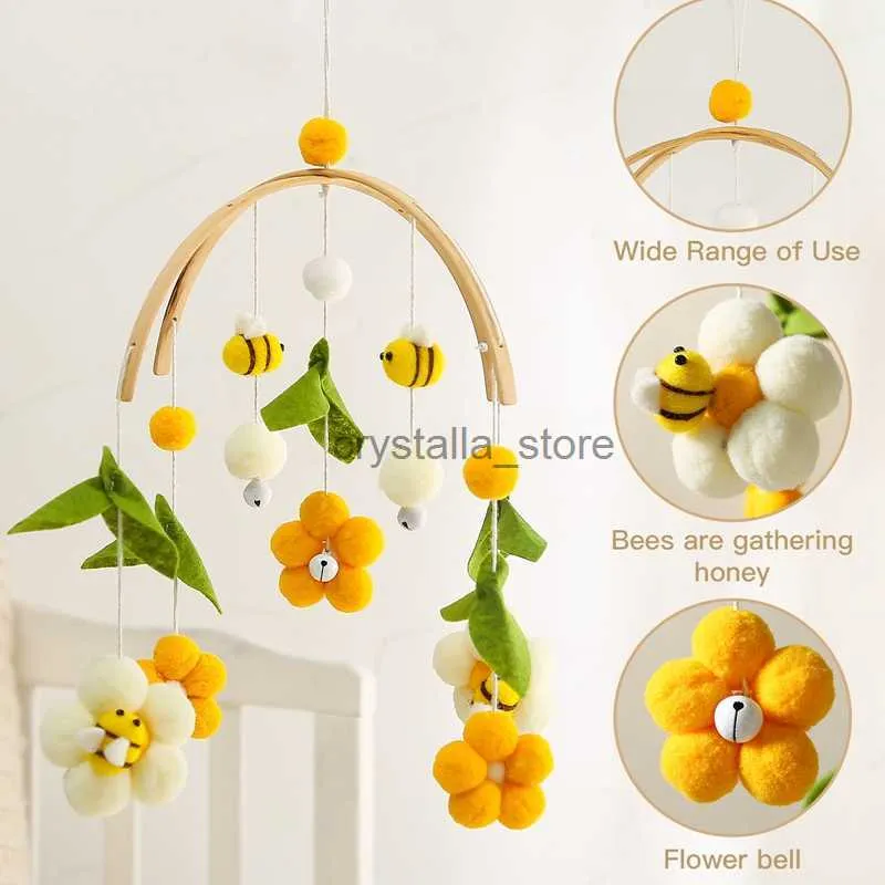 1Set Baby Cribe Rattles Juguetes Cartoon Bee Bell Bell Kids Decoración de la sala de juguetes Fotografía Poseías para niños pequeños Juguetes colgantes HKD230817