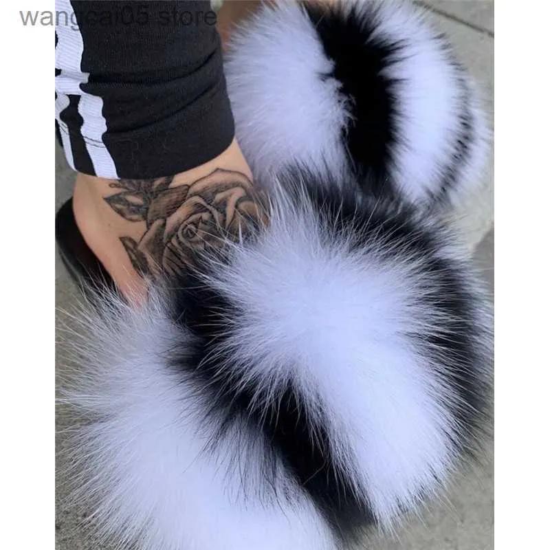 Fox Fur Fuzzy Girl Slides Furry Fox Fur Slides For Women Summer