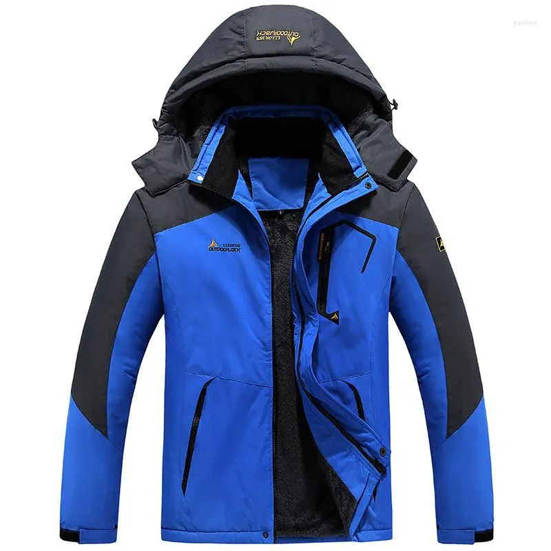 Herrjackor fleece foder bergsherr vandring utomhus borttagbara huva rockar skid snowboard parka vinter outwear