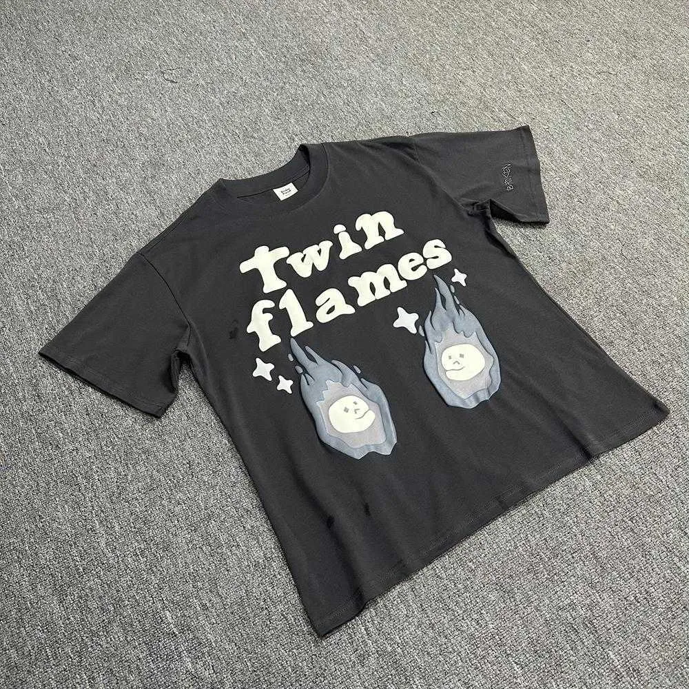 23SS Brooken Planet Market UK NICHE Trendy Letter Foam Tryckt kortärmad T-shirt för män och kvinnor