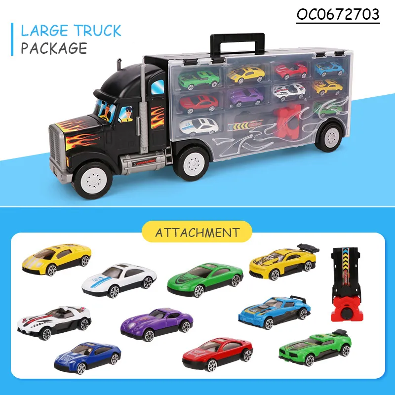 Grand camion conteneur de transport de stockage, modèle moulé sous pression en métal, voiture jouet pour grands enfants